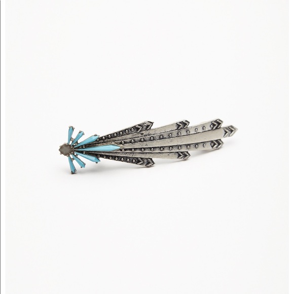 Free People Accessories - Free People Turquoise Flower Hair Clip Barrette